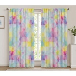 Ambesonne Pastel Geometric Triangle 2 Panel Window Curtains 56x95 Rod Pocket NEW